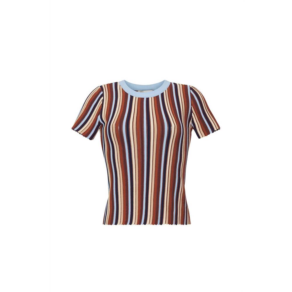 NEW CARA CARA knoll crewneck top in metalic stripe - Picture 3 of 4